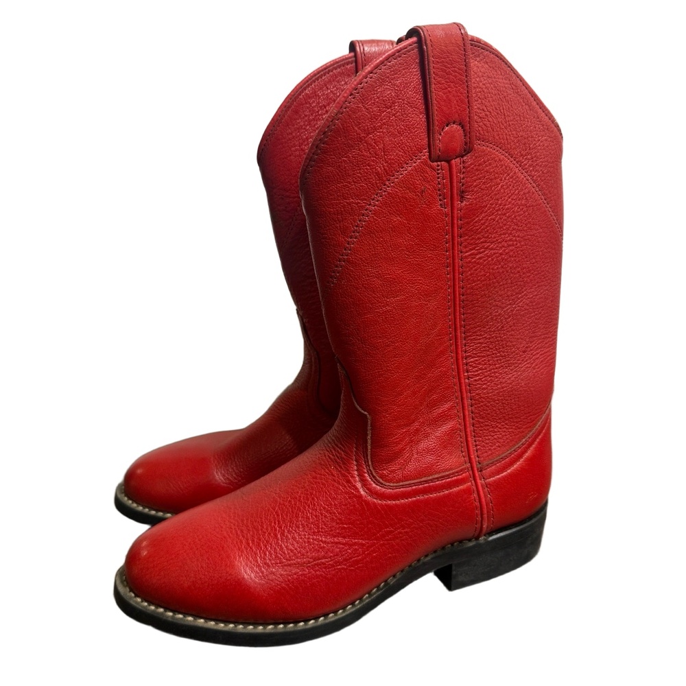 Red Leather Ankle Boots